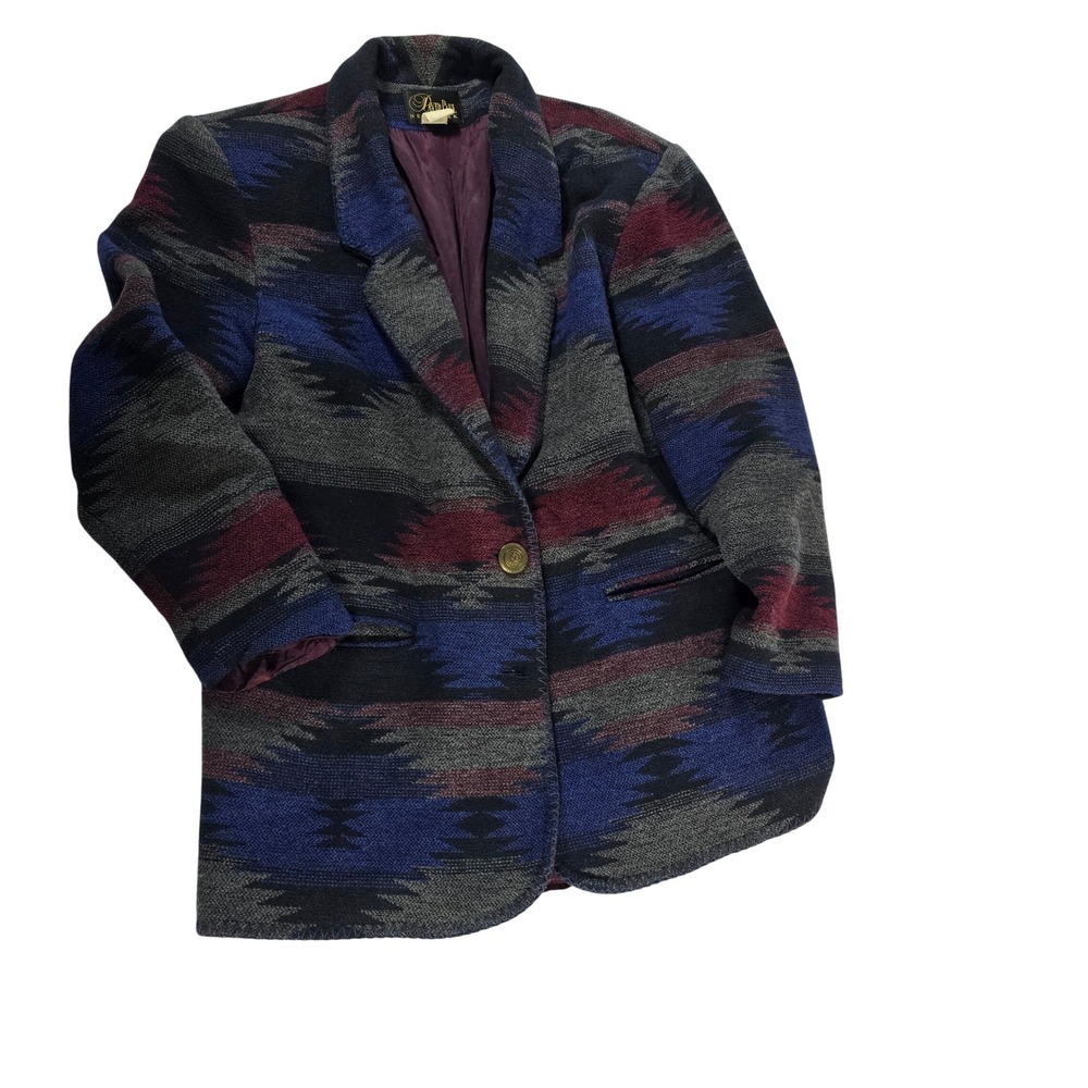 David Paul New York Southwestern Aztec Print Blazer Jacket Women's‎ Medium